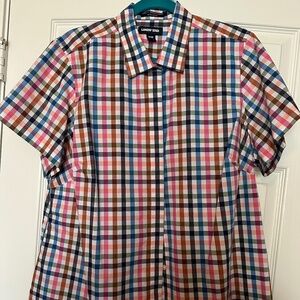 Lands' End 18W No Iron 100% Supima Cotton Short Sleeve Button Down Shirt